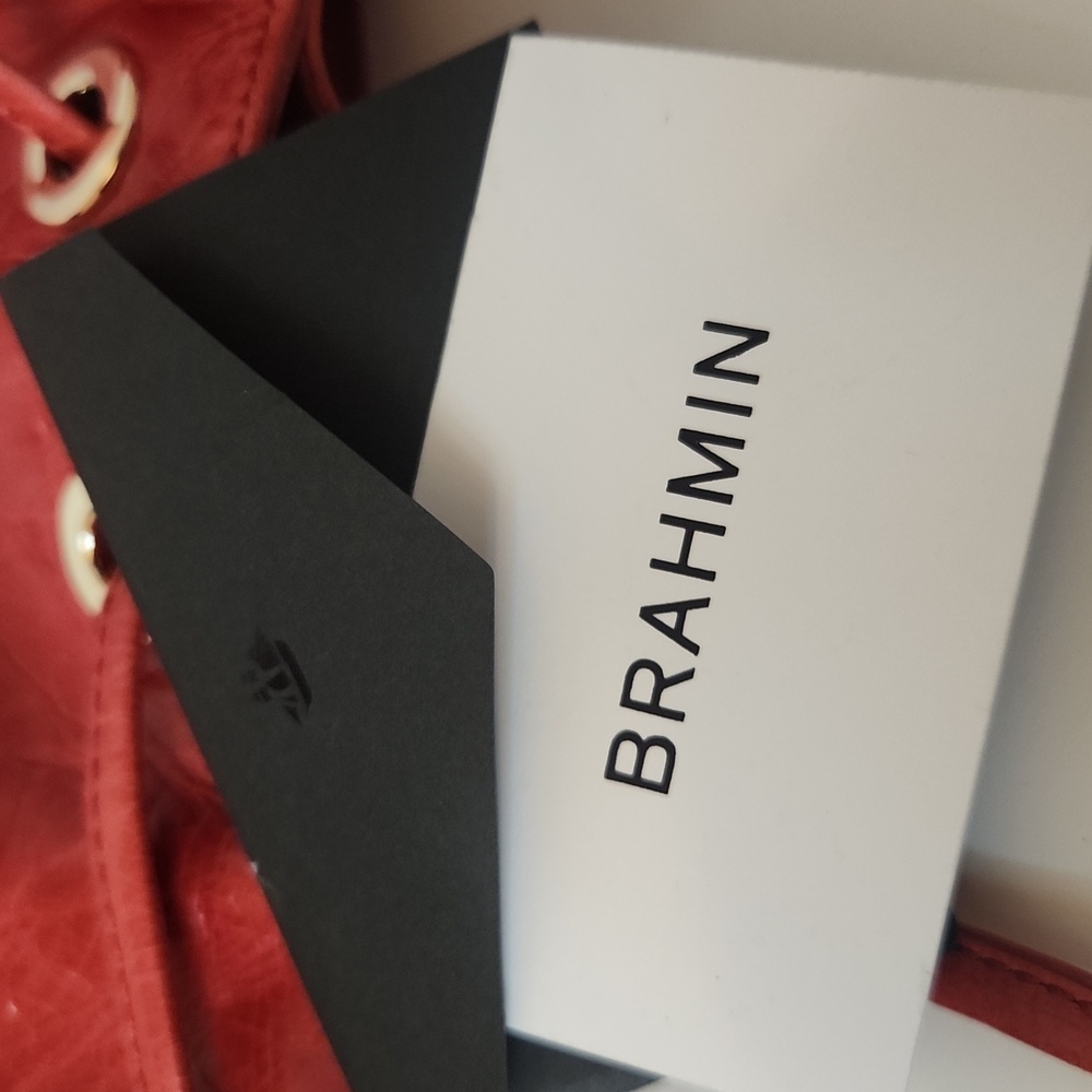 Brahmin Blair Eisenhower Shoulder Bag/Crossover Candy Apple Red Leather Holiday - Picture 17 of 17